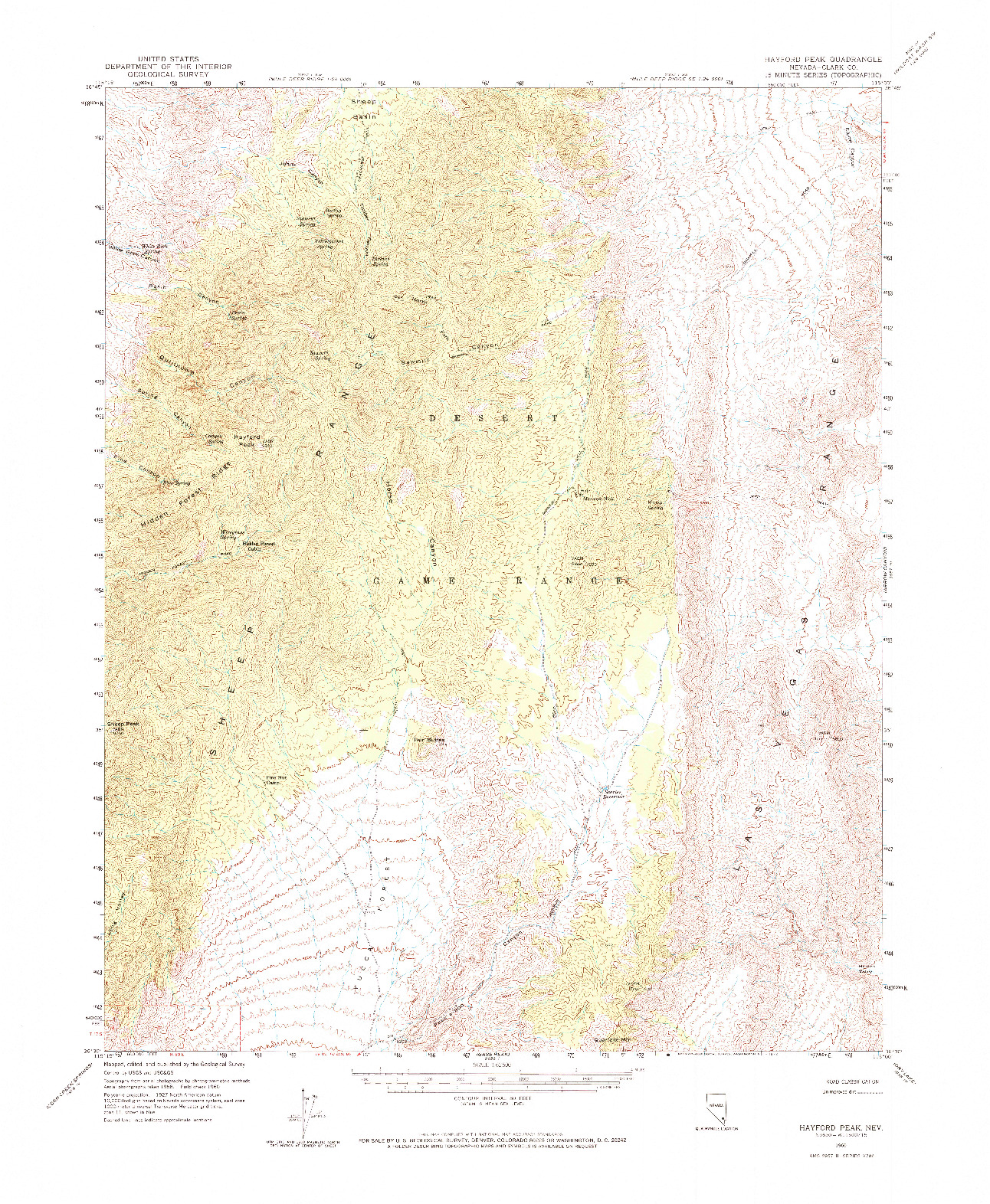 USGS 1:62500-SCALE QUADRANGLE FOR HAYFORD PEAK, NV 1960
