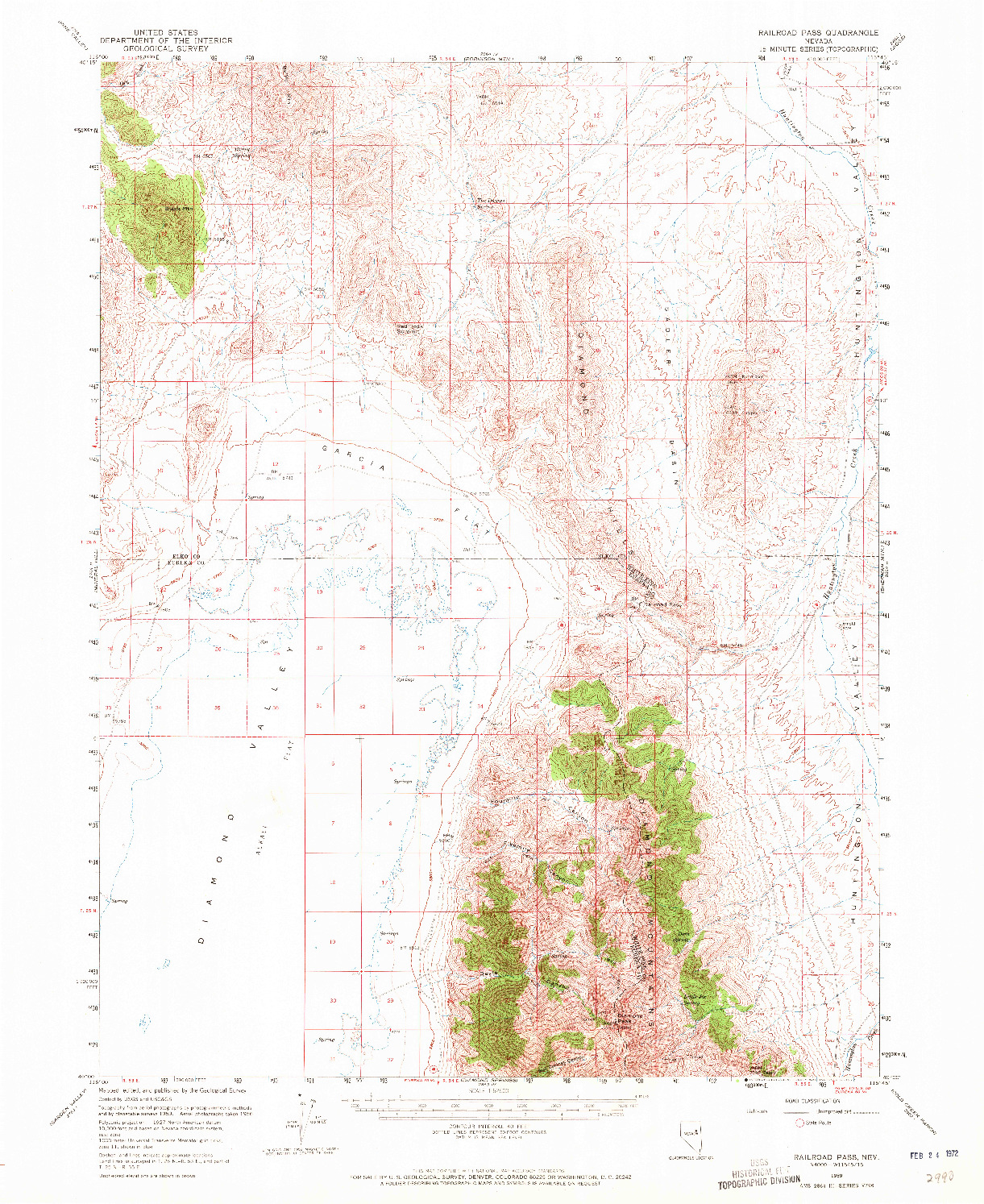 USGS 1:62500-SCALE QUADRANGLE FOR RAILROAD PASS, NV 1959