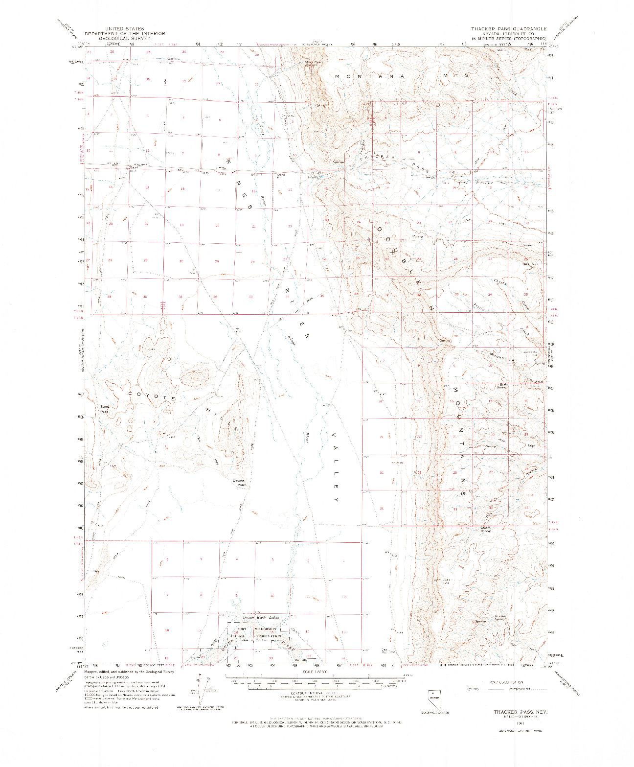 USGS 1:62500-SCALE QUADRANGLE FOR THACKER PASS, NV 1961