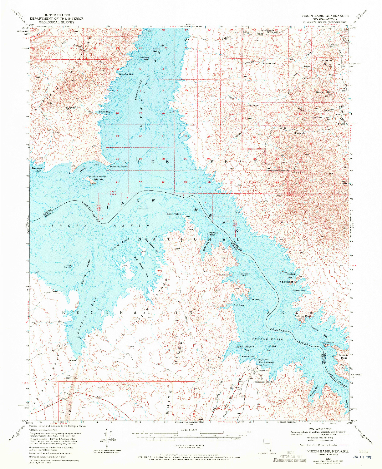 USGS 1:62500-SCALE QUADRANGLE FOR VIRGIN BASIN, NV 1970