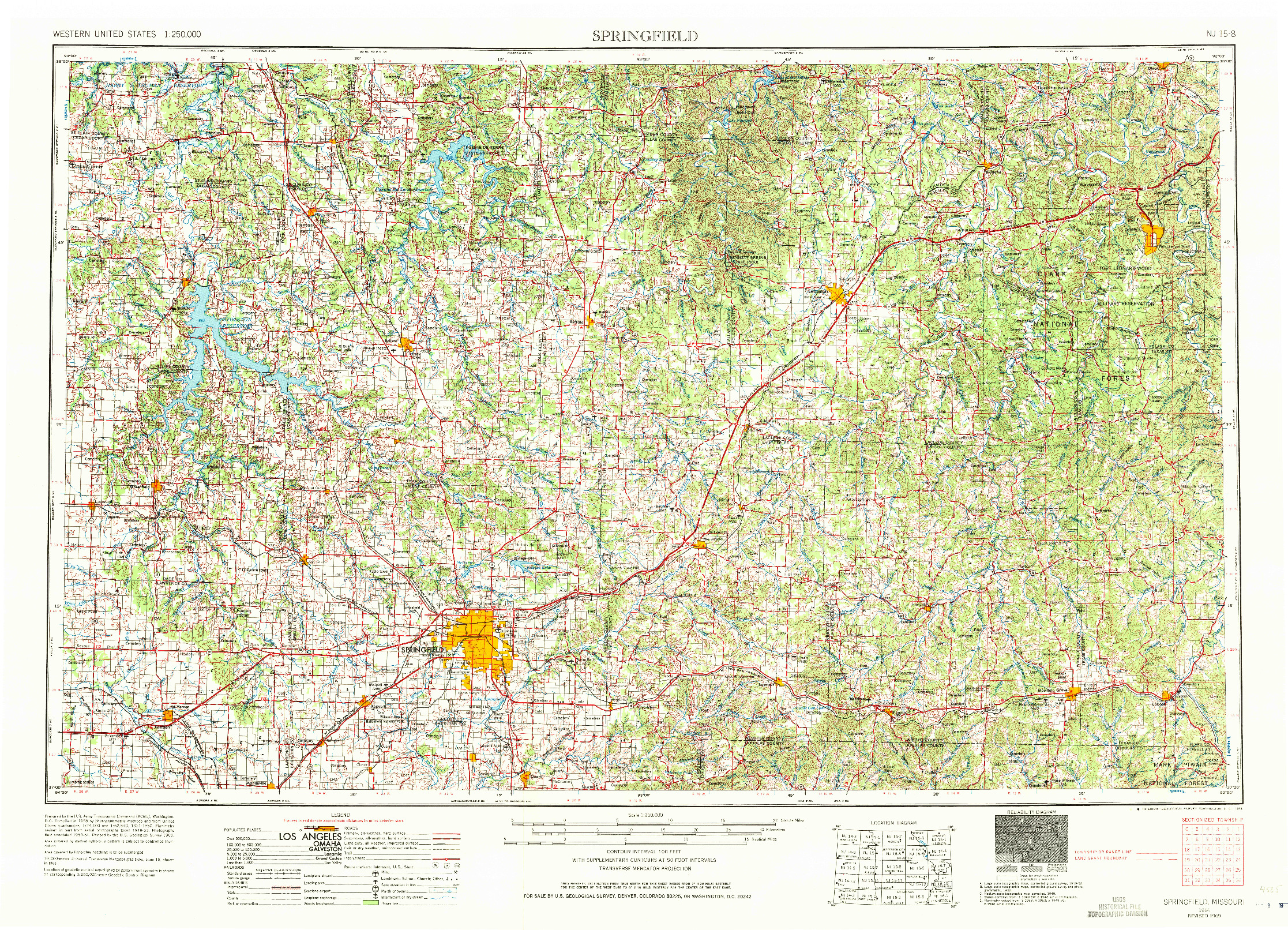 USGS 1:250000-SCALE QUADRANGLE FOR SPRINGFIELD, MO 1954