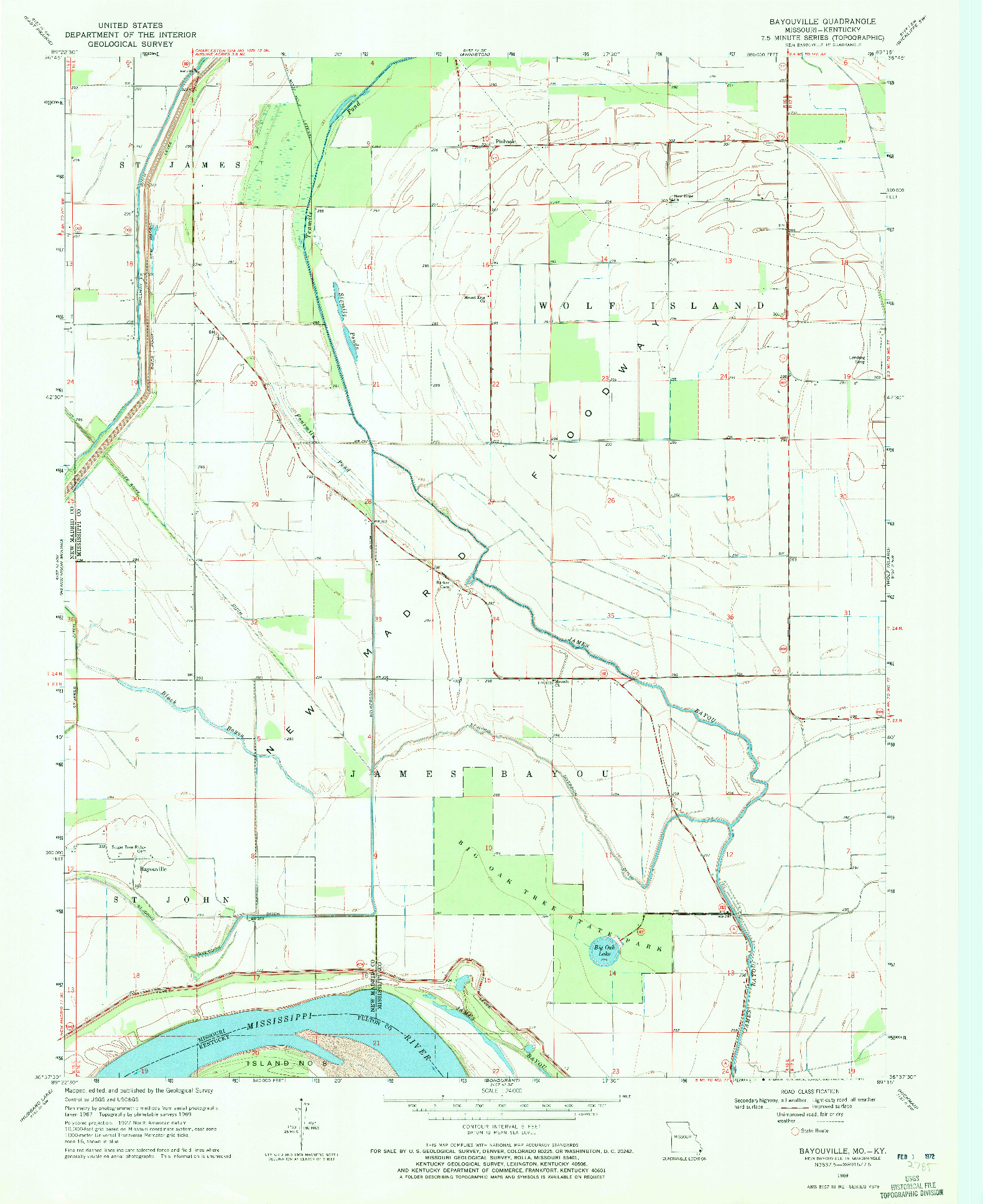 USGS 1:24000-SCALE QUADRANGLE FOR BAYOUVILLE, MO 1969