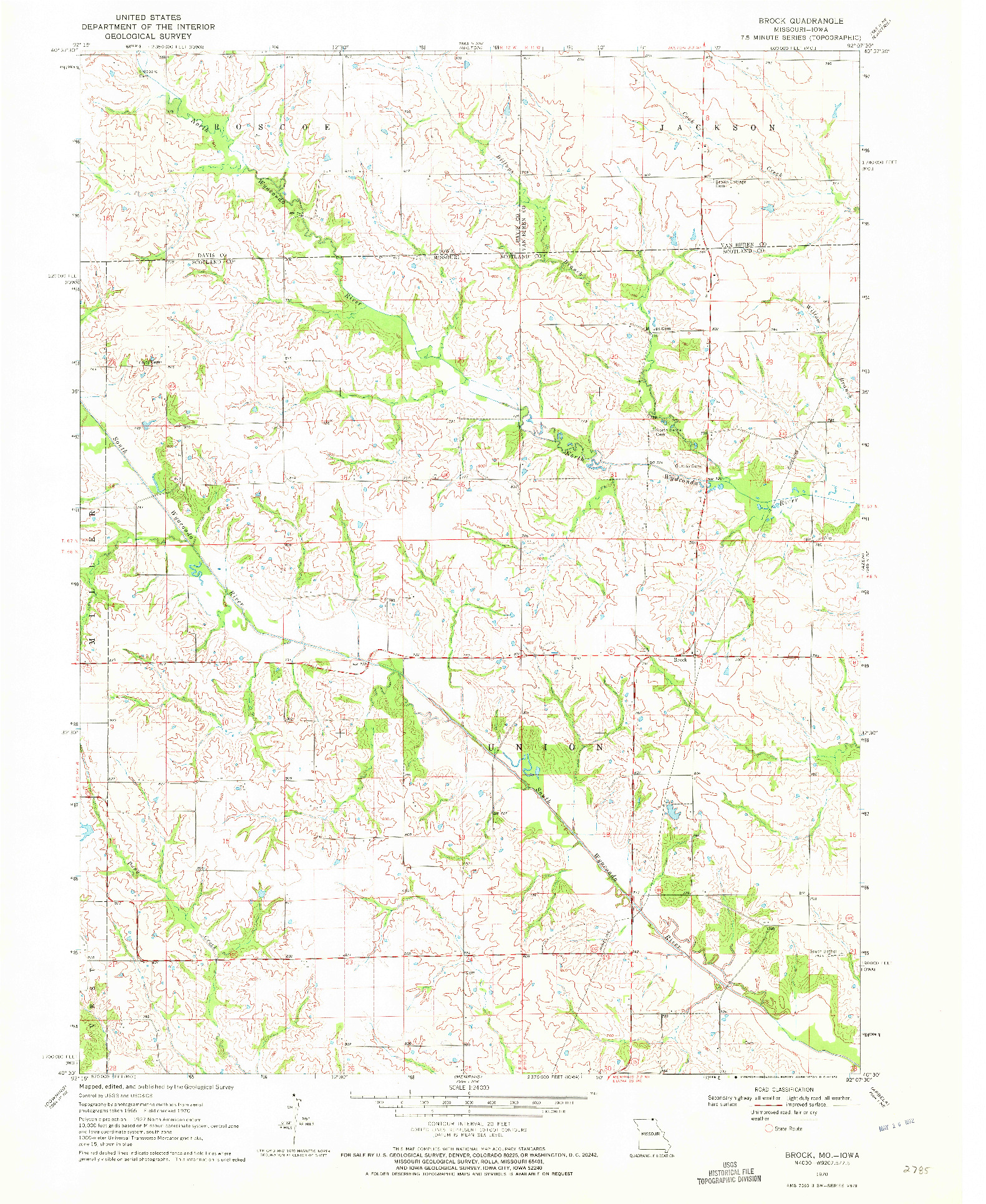 USGS 1:24000-SCALE QUADRANGLE FOR BROCK, MO 1970