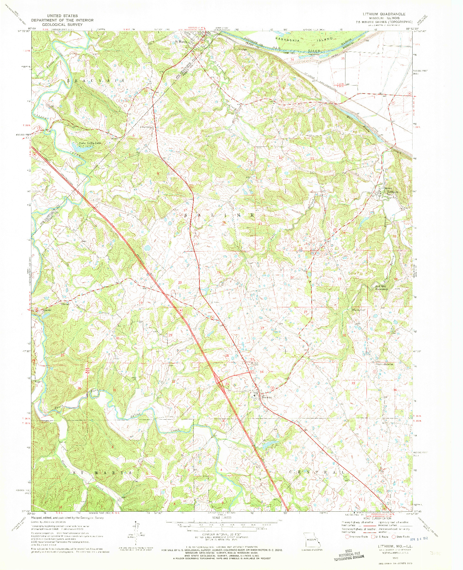 USGS 1:24000-SCALE QUADRANGLE FOR LITHIUM, MO 1970