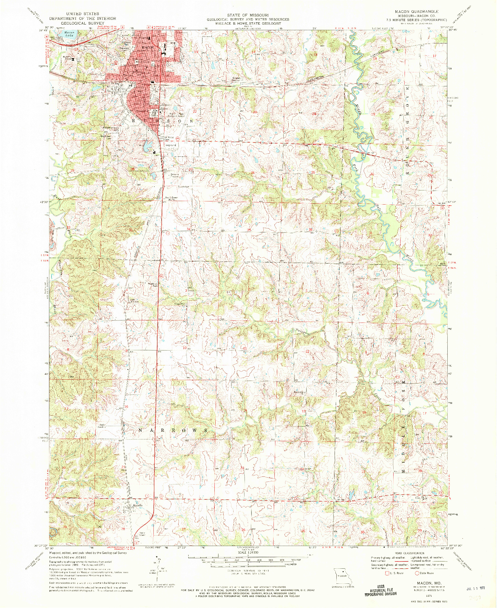 USGS 1:24000-SCALE QUADRANGLE FOR MACON, MO 1971