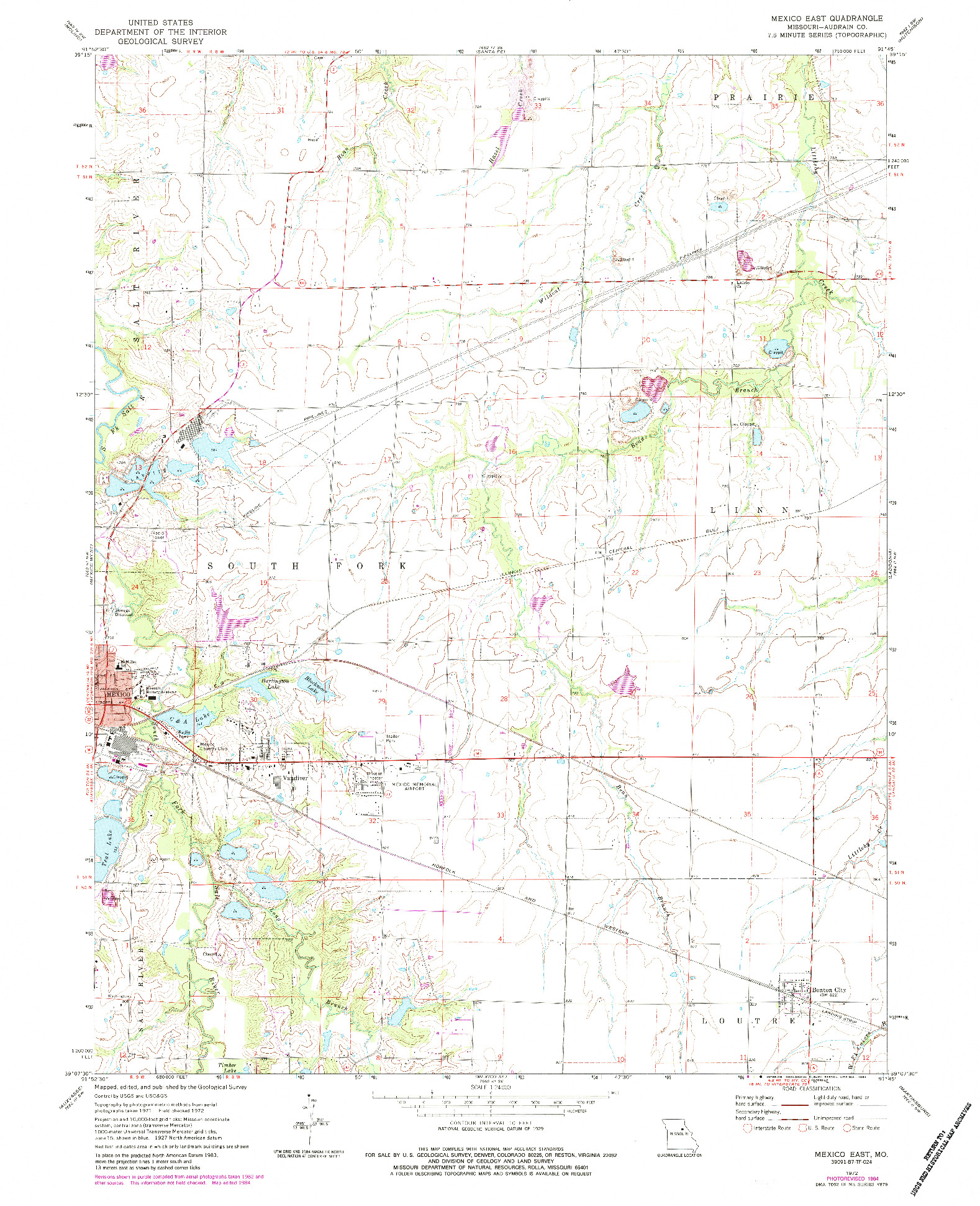 USGS 1:24000-SCALE QUADRANGLE FOR MEXICO EAST, MO 1972