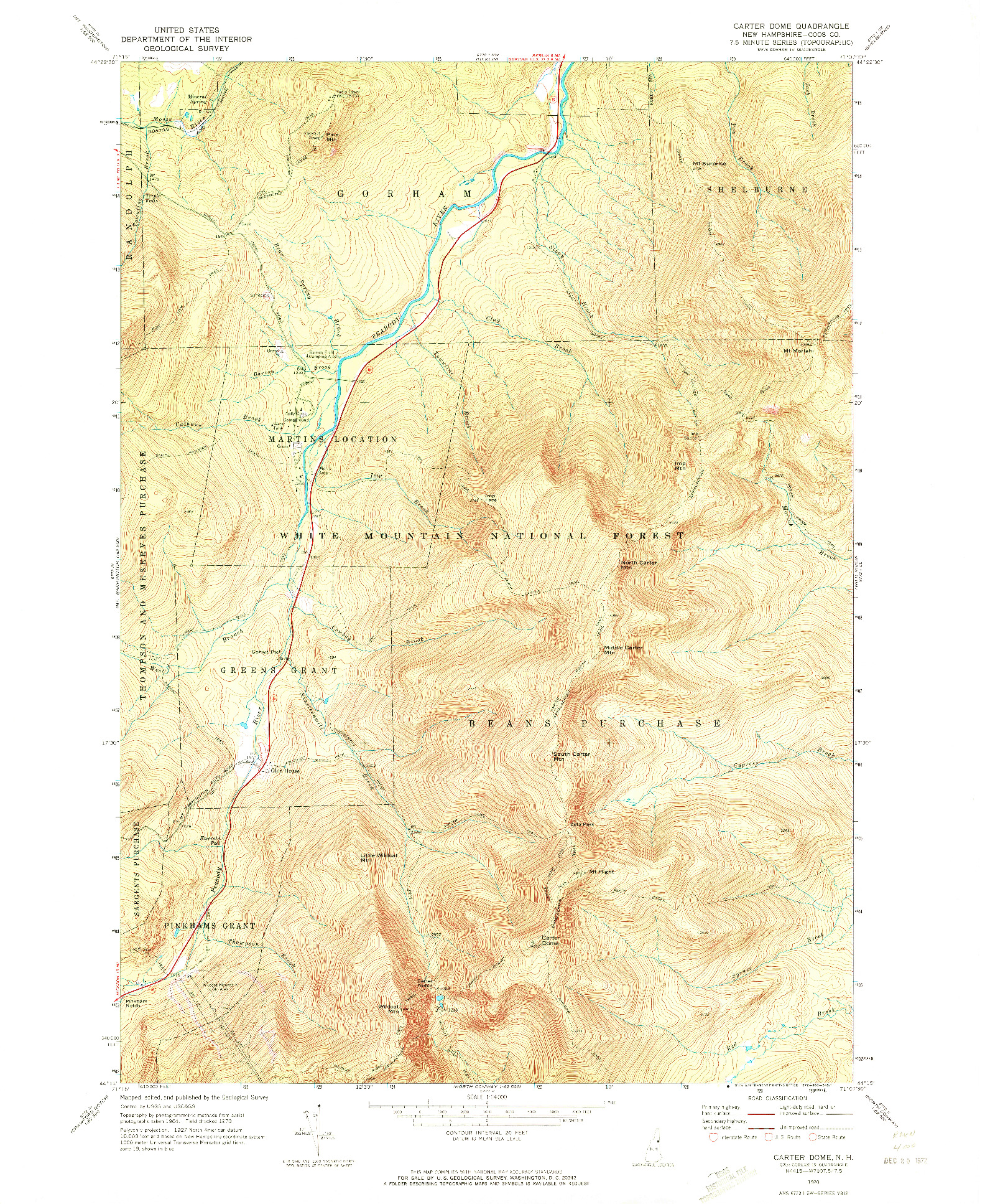USGS 1:24000-SCALE QUADRANGLE FOR CARTER DOME, NH 1970