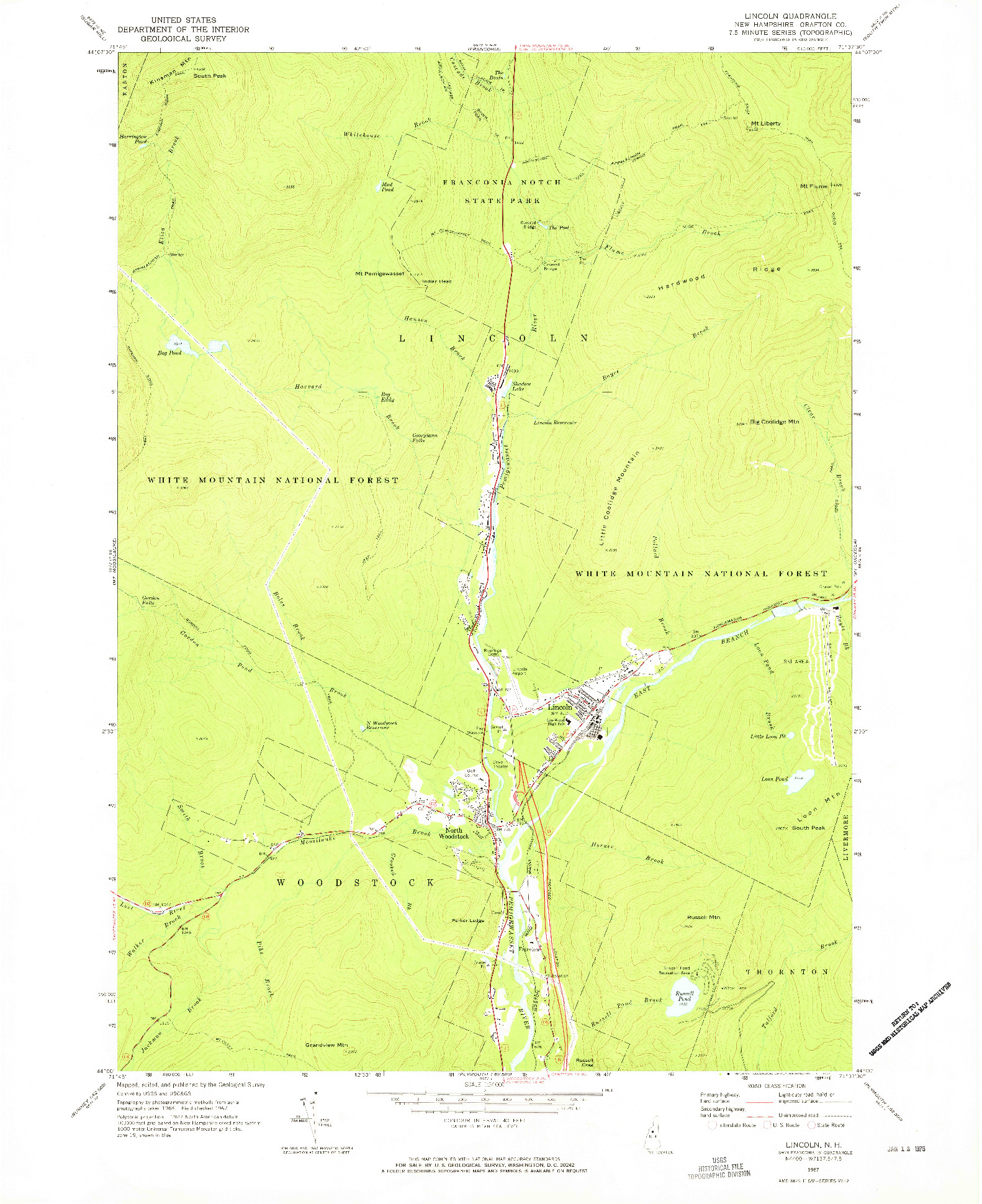 USGS 1:24000-SCALE QUADRANGLE FOR LINCOLN, NH 1967