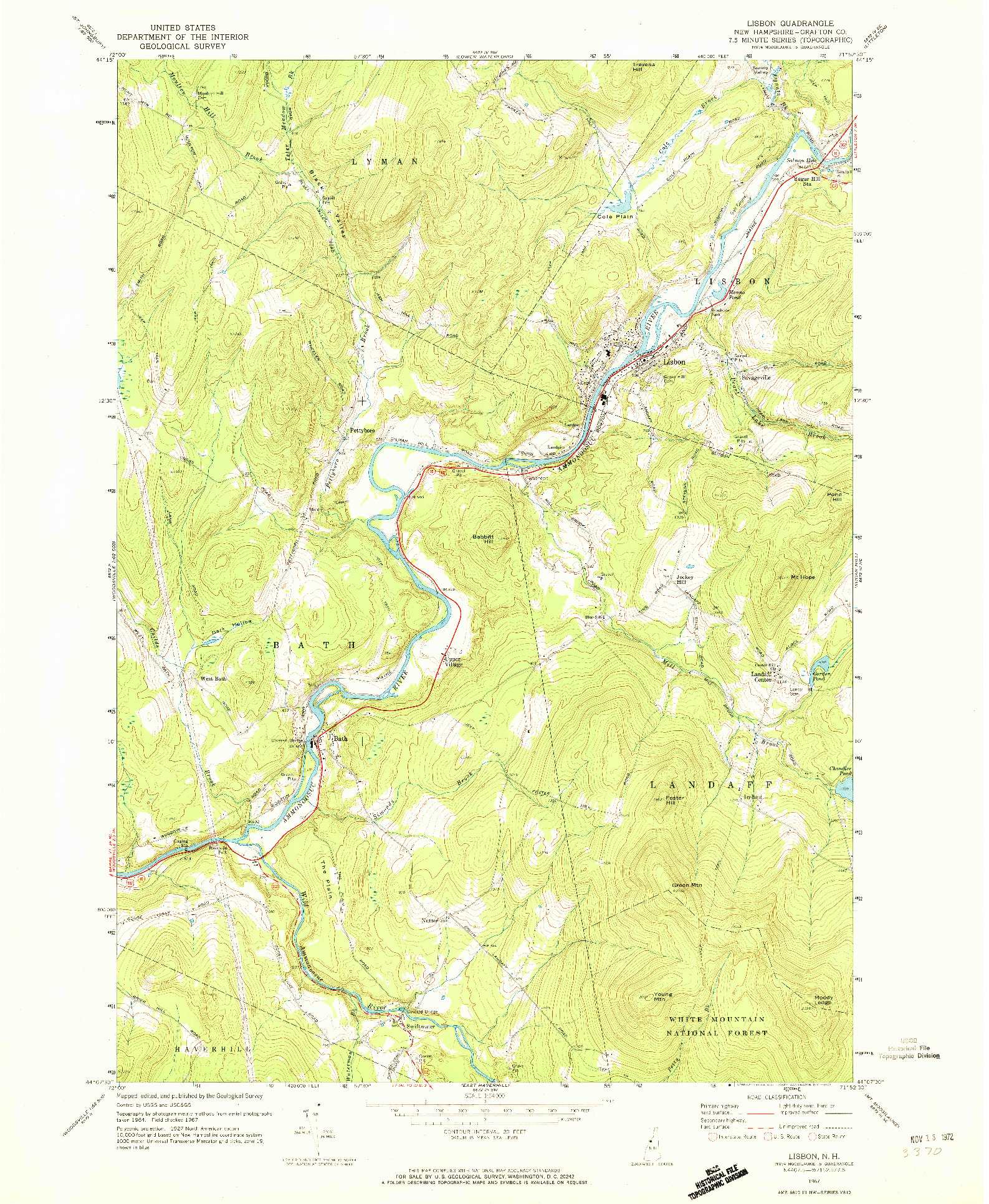 USGS 1:24000-SCALE QUADRANGLE FOR LISBON, NH 1967