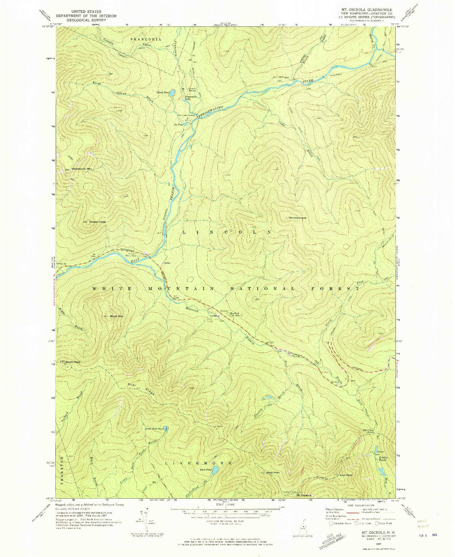 USGS 1:24000-SCALE QUADRANGLE FOR MT. OSCEOLA, NH 1967
