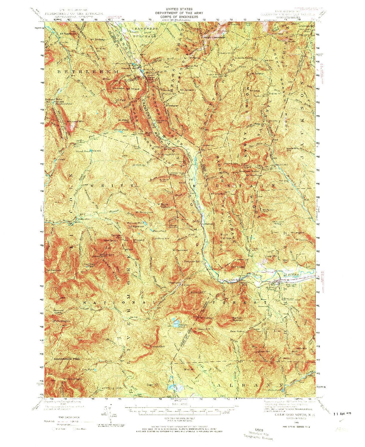 USGS 1:62500-SCALE QUADRANGLE FOR CRAWFORD NOTCH, NH 1946