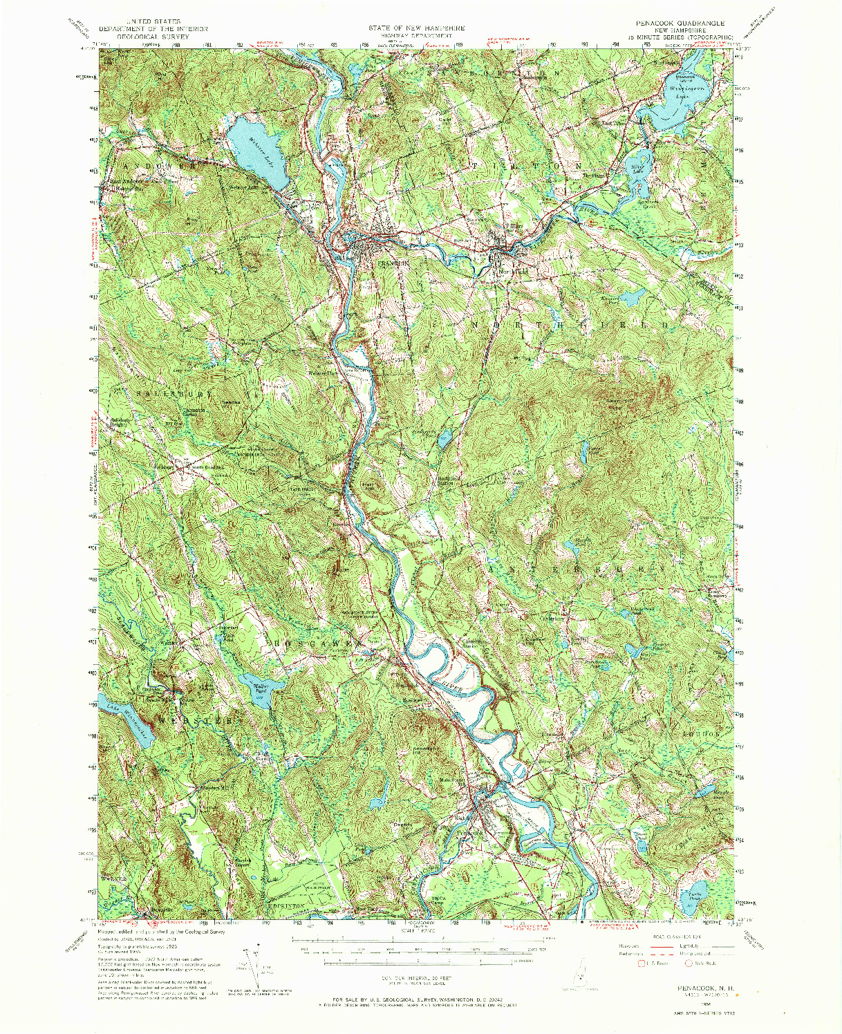 USGS 1:62500-SCALE QUADRANGLE FOR PENACOOK, NH 1956