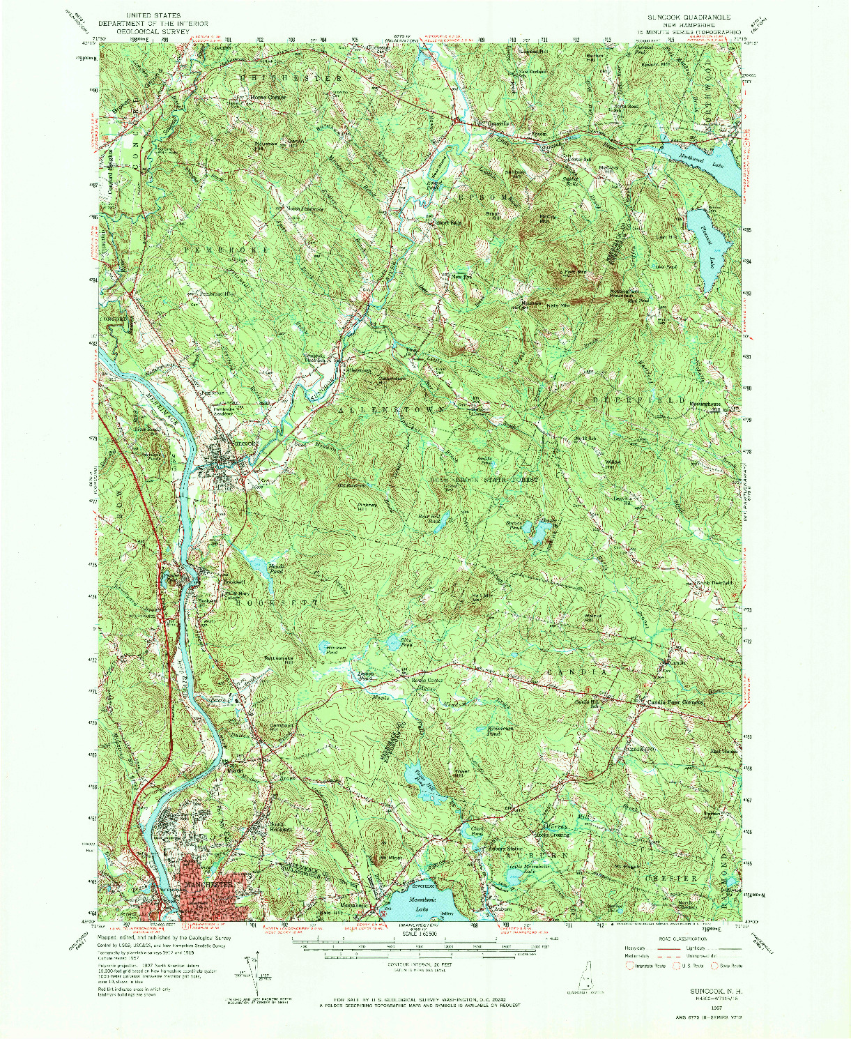 USGS 1:62500-SCALE QUADRANGLE FOR SUNCOOK, NH 1957