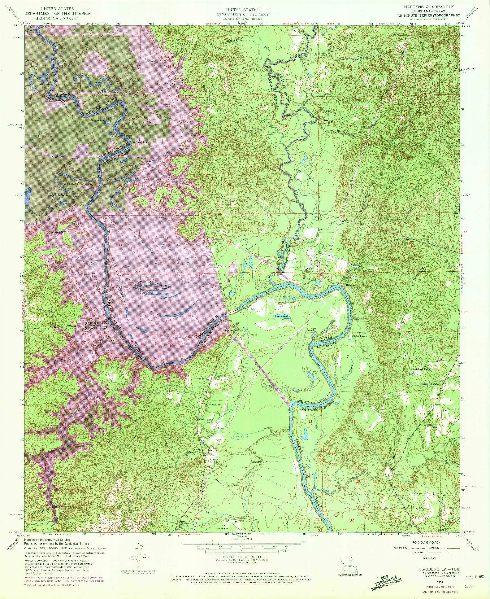 USGS 1:24000-SCALE QUADRANGLE FOR HADDENS, LA 1954