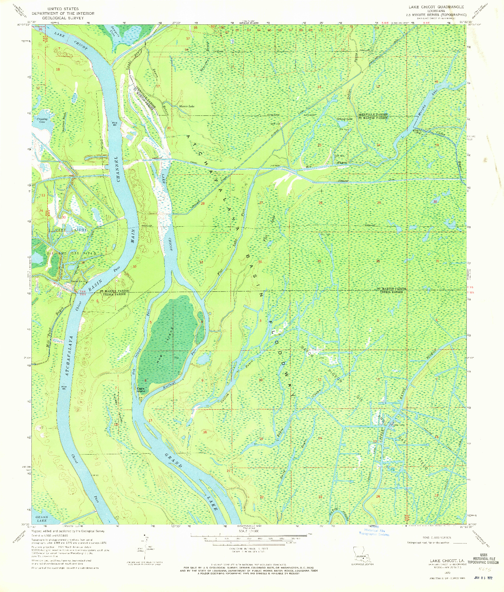 USGS 1:24000-SCALE QUADRANGLE FOR LAKE CHICOT, LA 1970