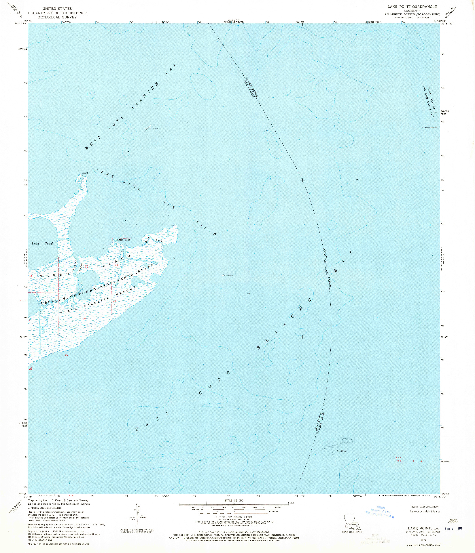 USGS 1:24000-SCALE QUADRANGLE FOR LAKE POINT, LA 1970