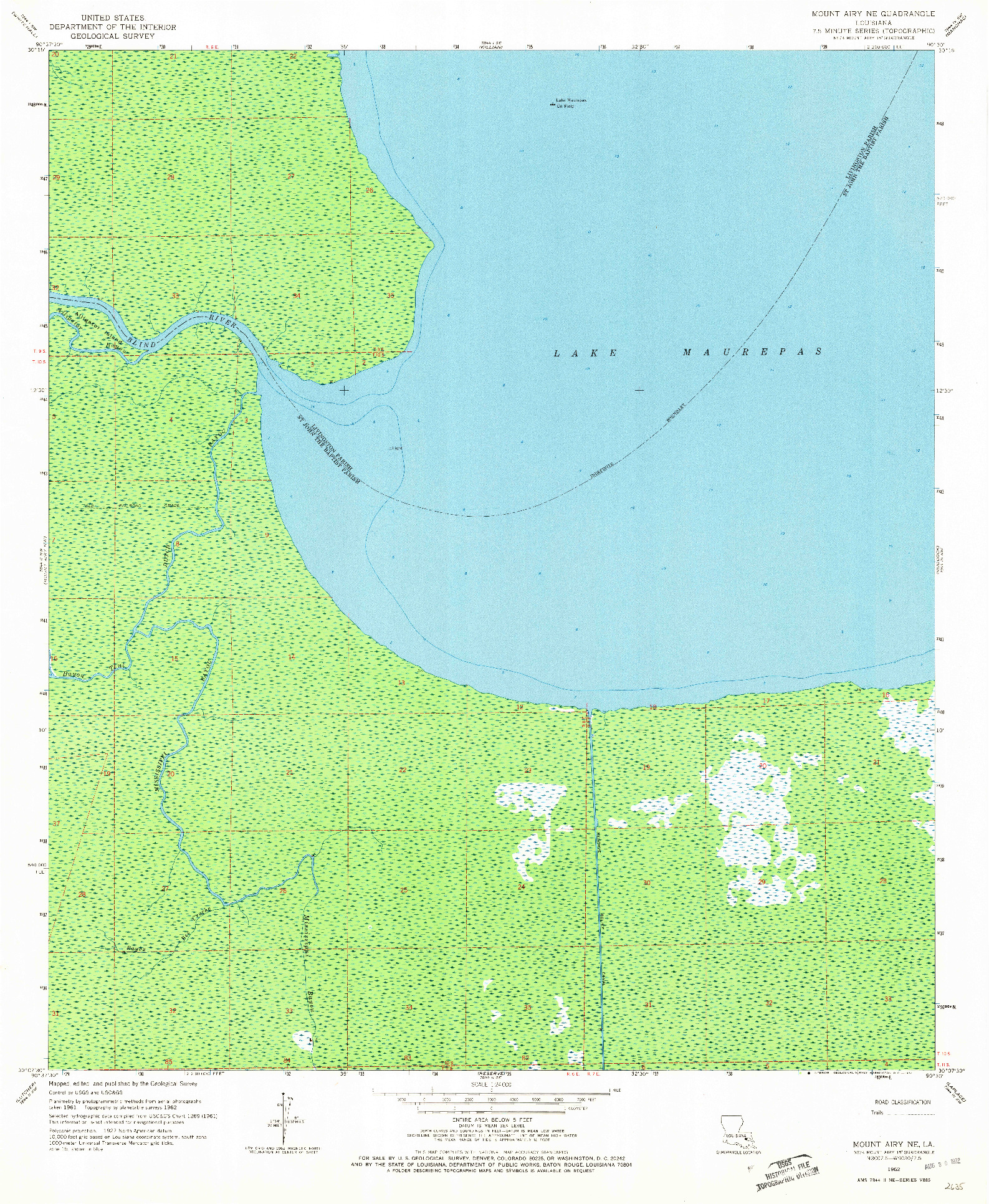 USGS 1:24000-SCALE QUADRANGLE FOR MOUNT AIRY NE, LA 1962