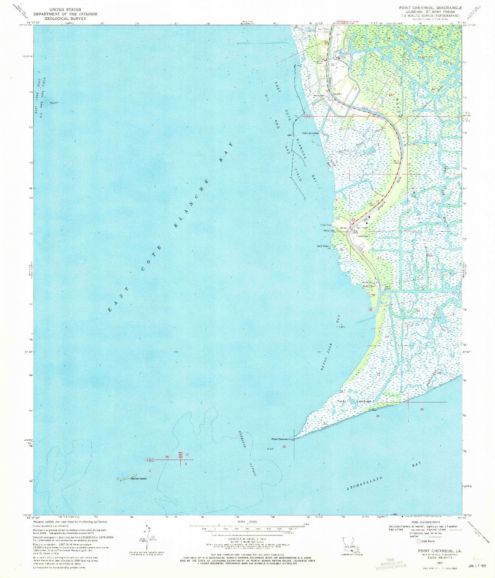 USGS 1:24000-SCALE QUADRANGLE FOR POINT CHEVREUIL, LA 1970