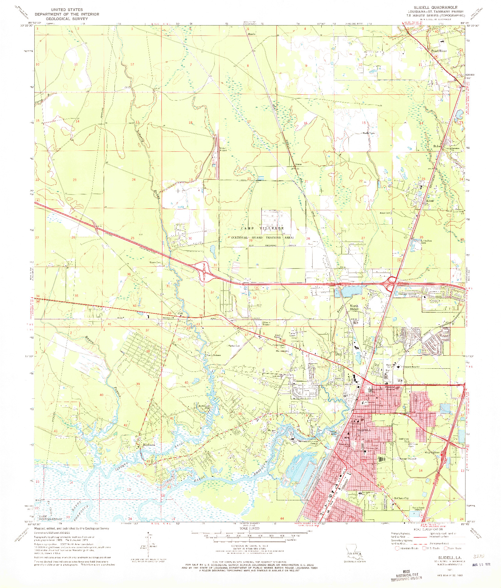 USGS 1:24000-SCALE QUADRANGLE FOR SLIDELL, LA 1971