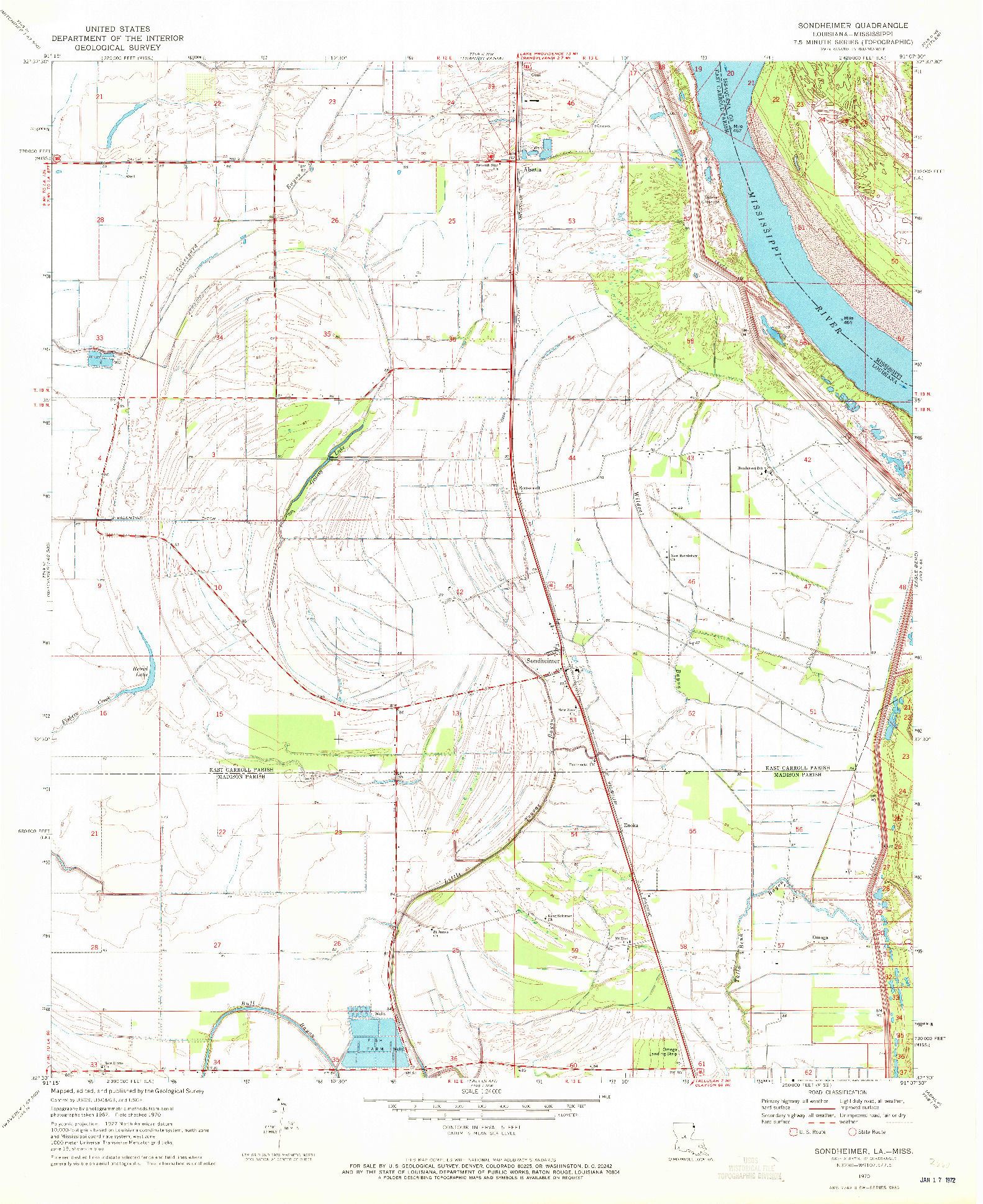 USGS 1:24000-SCALE QUADRANGLE FOR SONDHEIMER, LA 1970