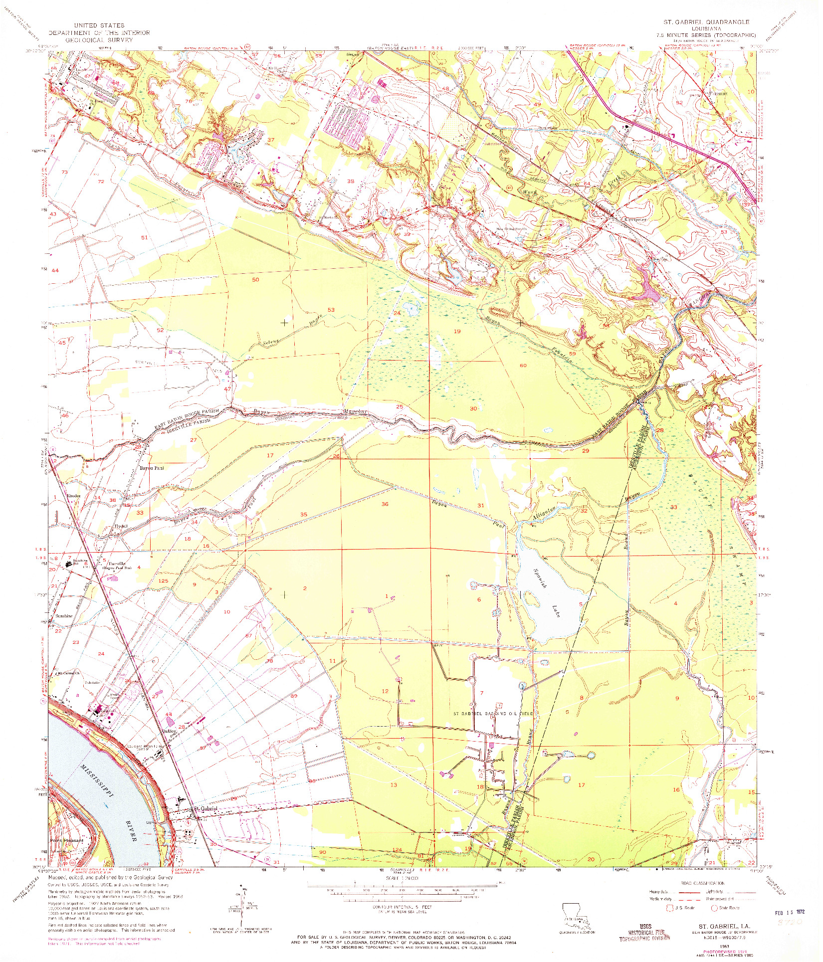 USGS 1:24000-SCALE QUADRANGLE FOR ST. GABRIEL, LA 1963