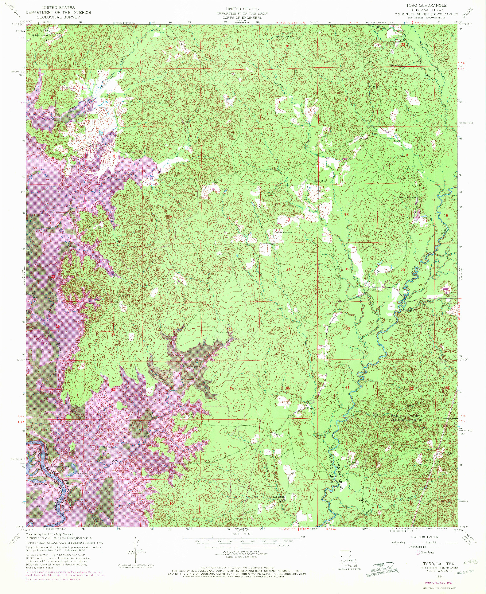 USGS 1:24000-SCALE QUADRANGLE FOR TORO, LA 1954