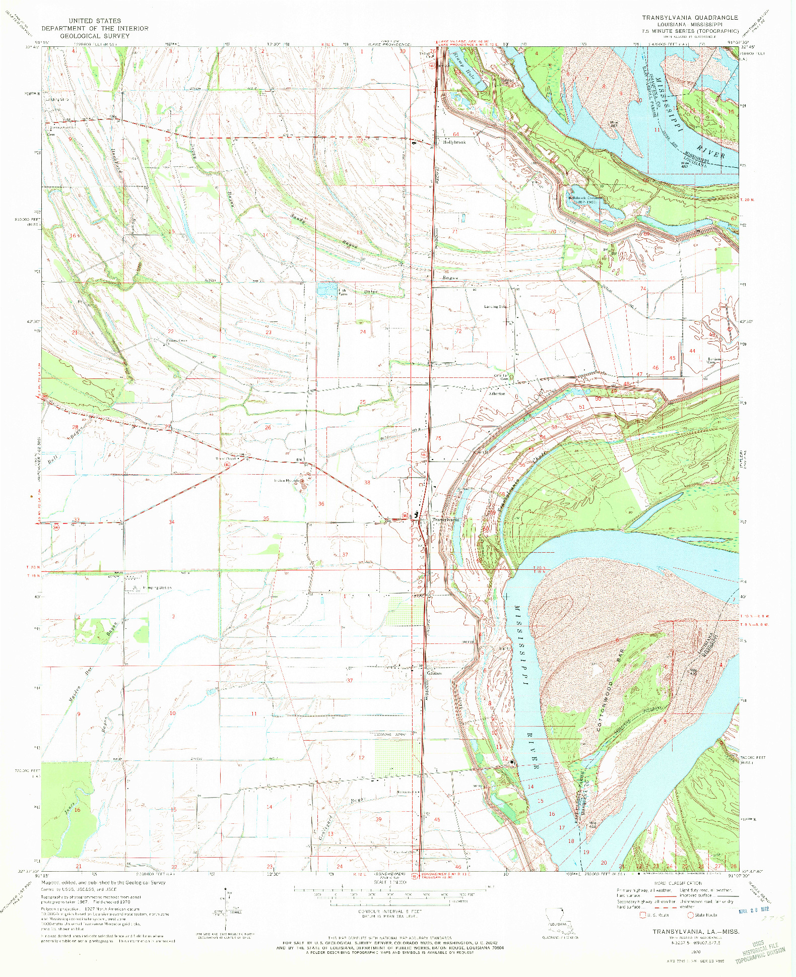 USGS 1:24000-SCALE QUADRANGLE FOR TRANSYLVANIA, LA 1970