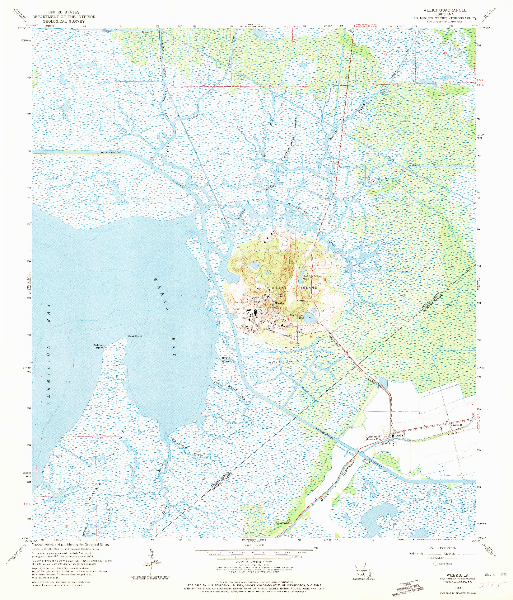 USGS 1:24000-SCALE QUADRANGLE FOR WEEKS, LA 1963