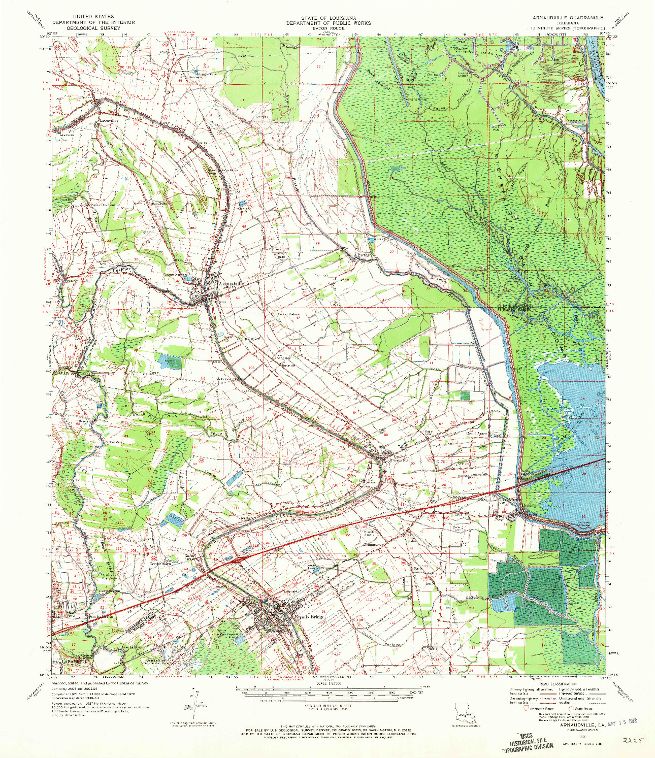 USGS 1:62500-SCALE QUADRANGLE FOR ARNAUDVILLE, LA 1970
