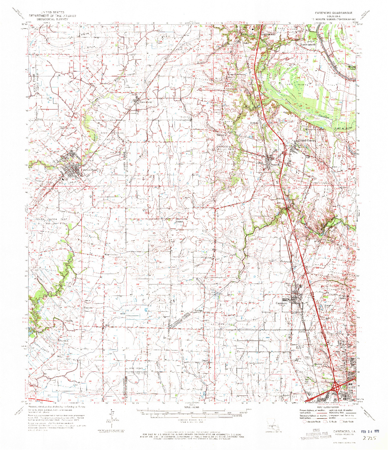 USGS 1:62500-SCALE QUADRANGLE FOR CARENCRO, LA 1970