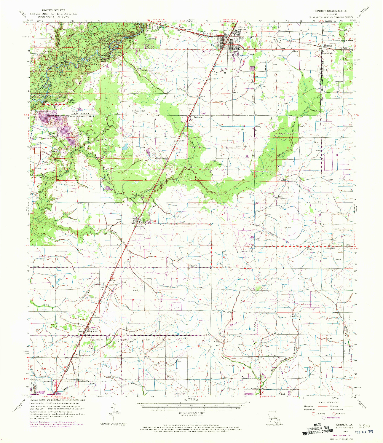 USGS 1:62500-SCALE QUADRANGLE FOR KINDER, LA 1959