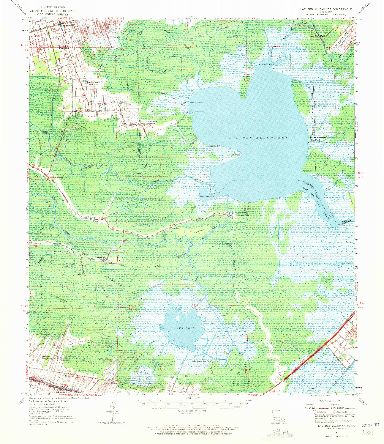 USGS 1:62500-SCALE QUADRANGLE FOR LAC DES ALLEMANDS, LA 1962