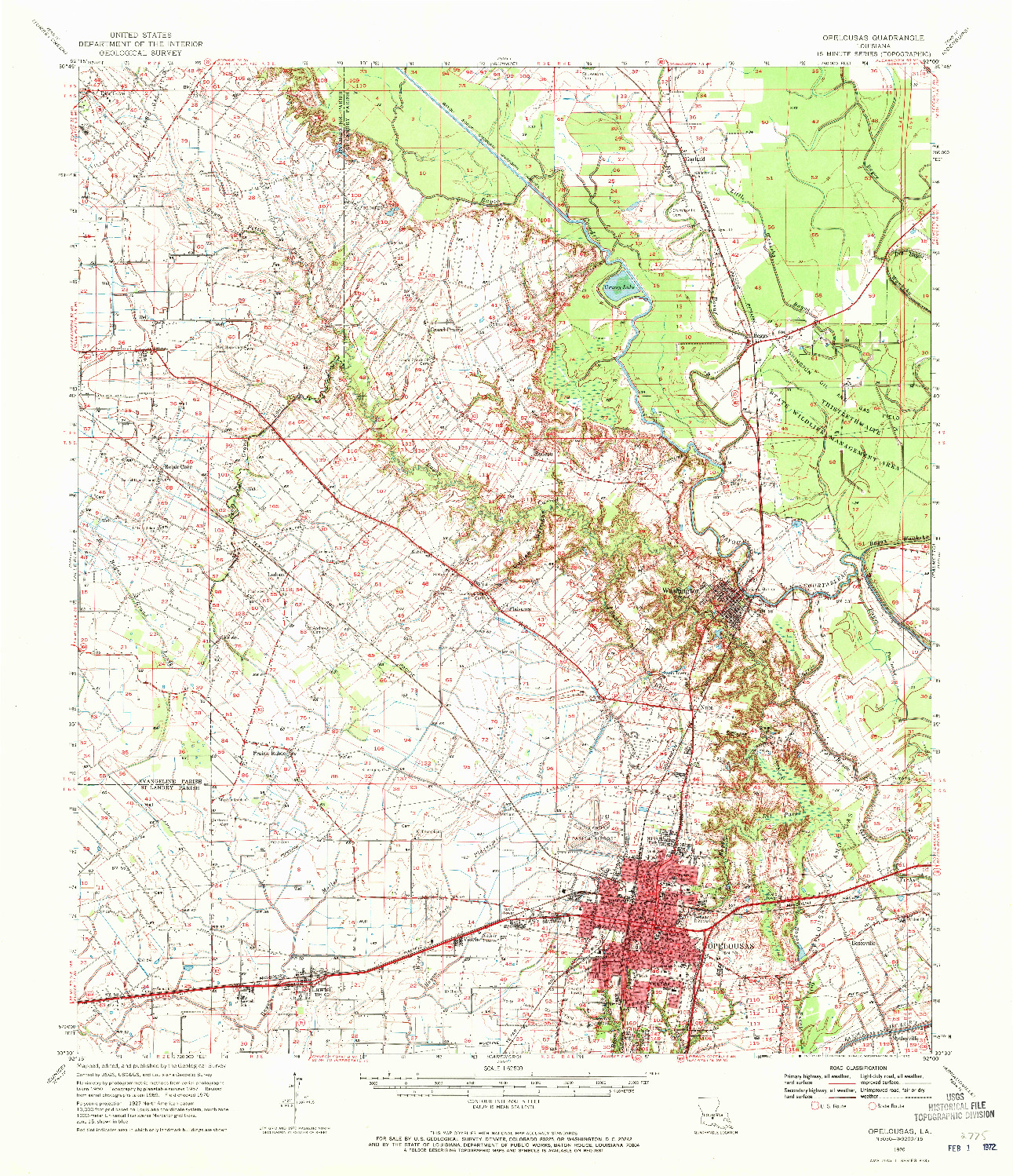 USGS 1:62500-SCALE QUADRANGLE FOR OPELOUSAS, LA 1970