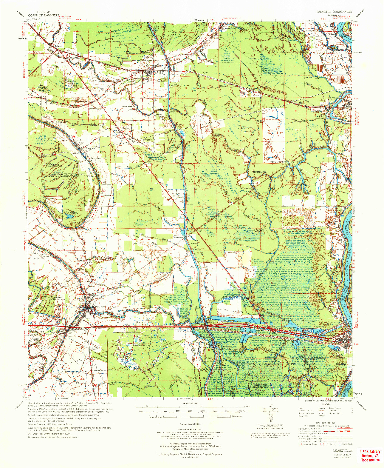 USGS 1:62500-SCALE QUADRANGLE FOR PALMETTO, LA 1970