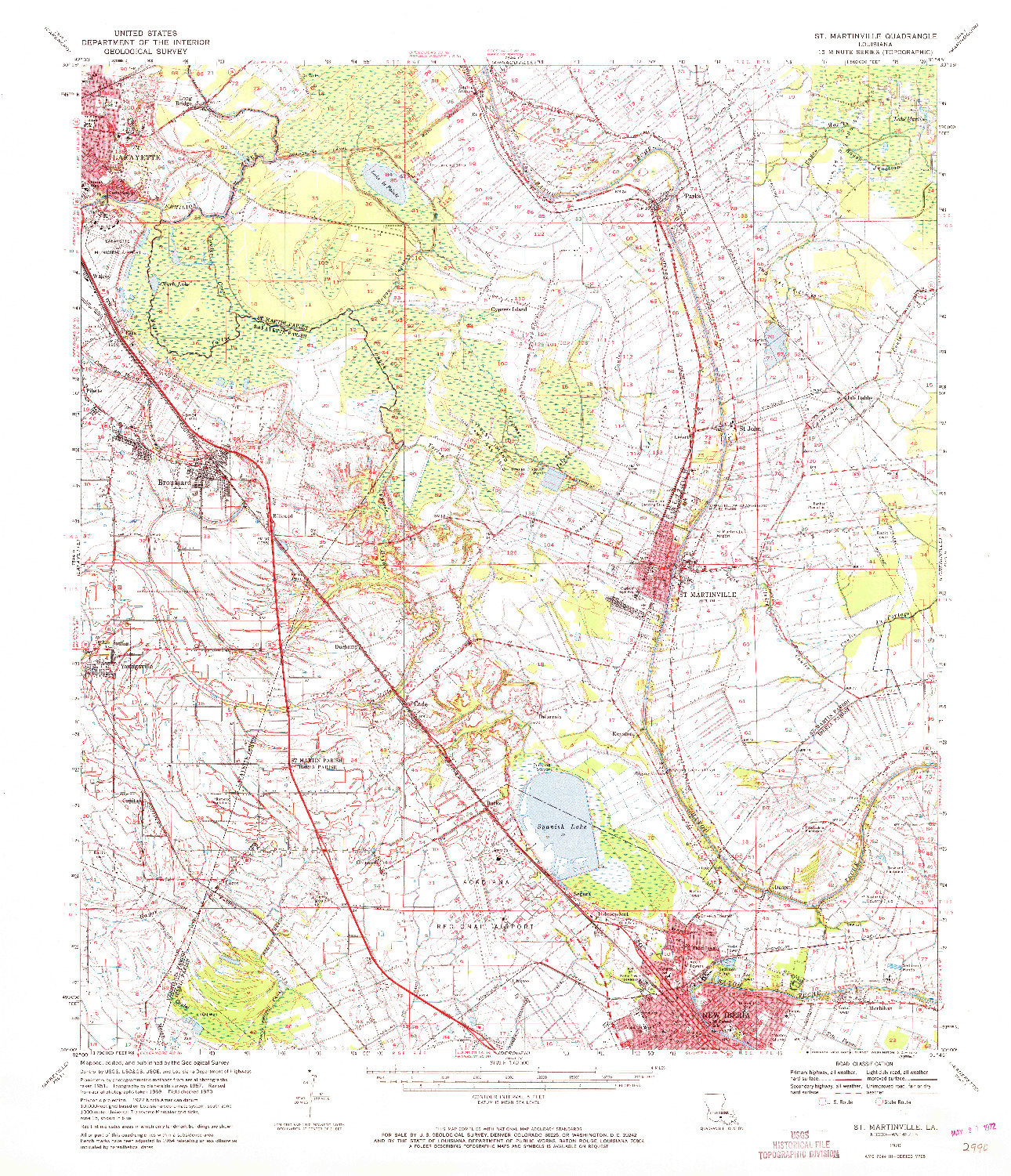 USGS 1:62500-SCALE QUADRANGLE FOR ST. MARTINVILLE, LA 1970