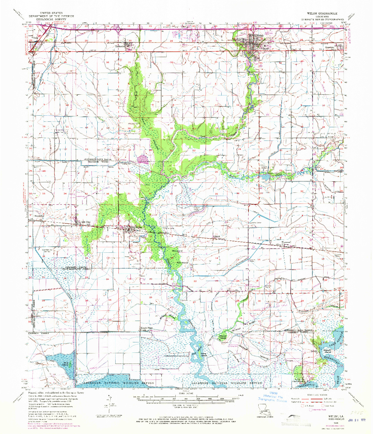 USGS 1:62500-SCALE QUADRANGLE FOR WELSH, LA 1955