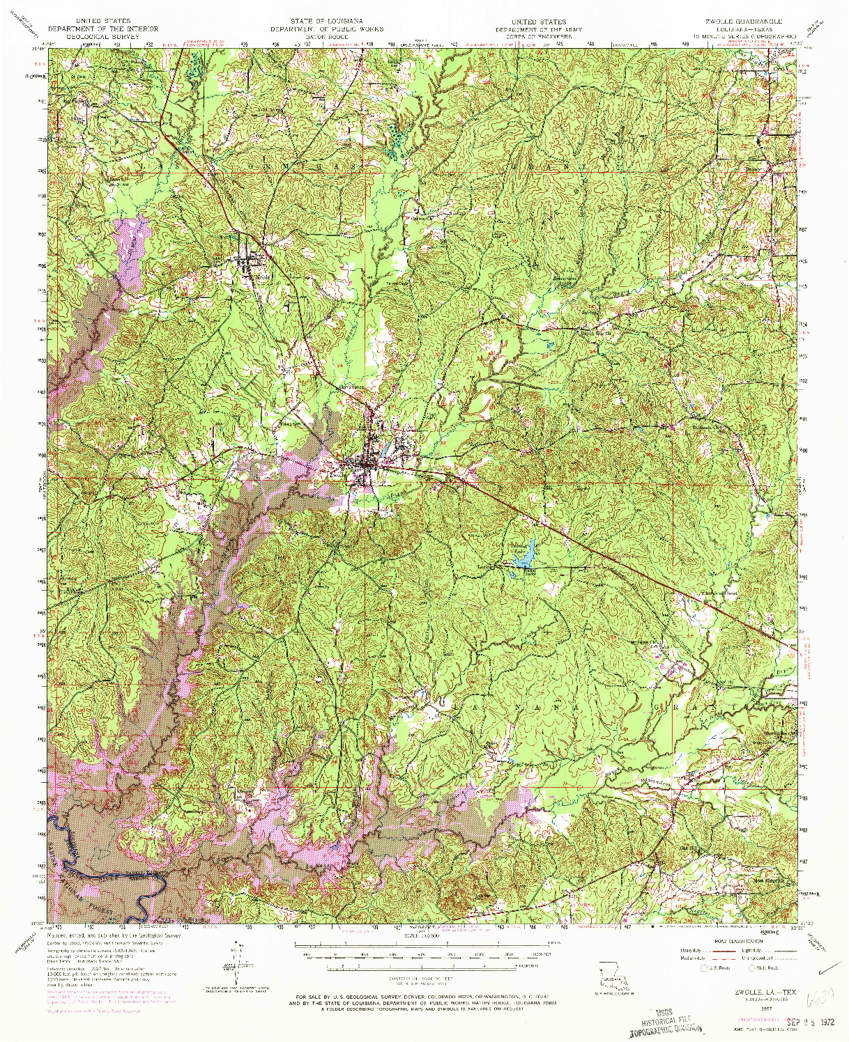 USGS 1:62500-SCALE QUADRANGLE FOR ZWOLLE, LA 1957