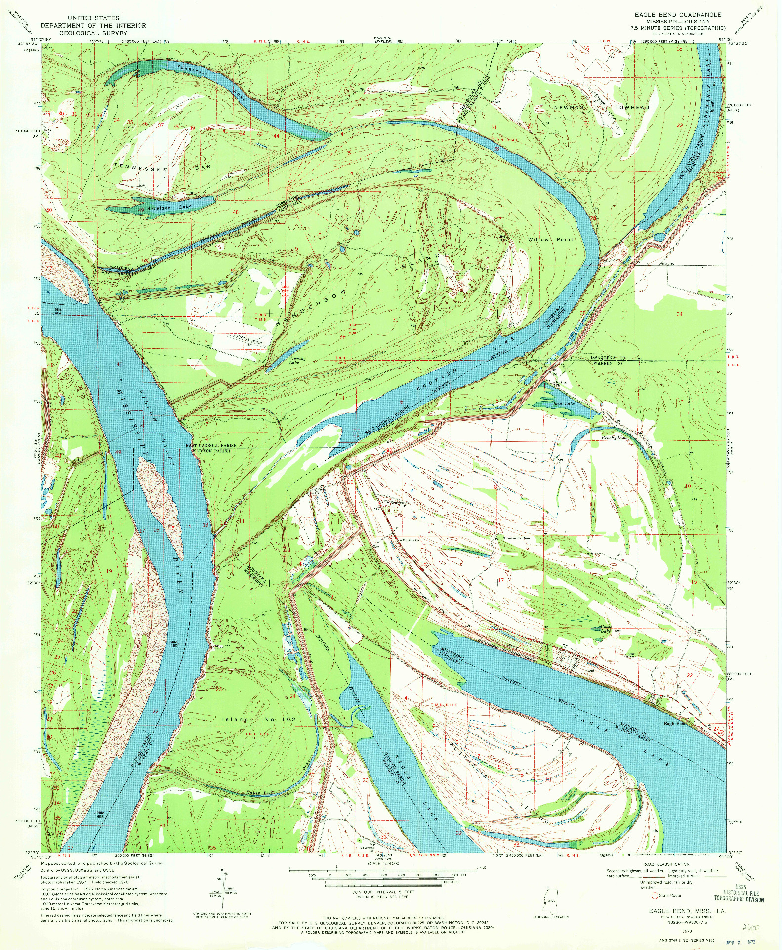 USGS 1:24000-SCALE QUADRANGLE FOR EAGLE BEND, MS 1970