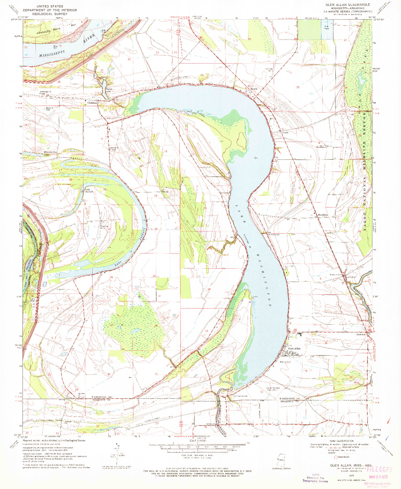 USGS 1:24000-SCALE QUADRANGLE FOR GLEN ALLAN, MS 1970