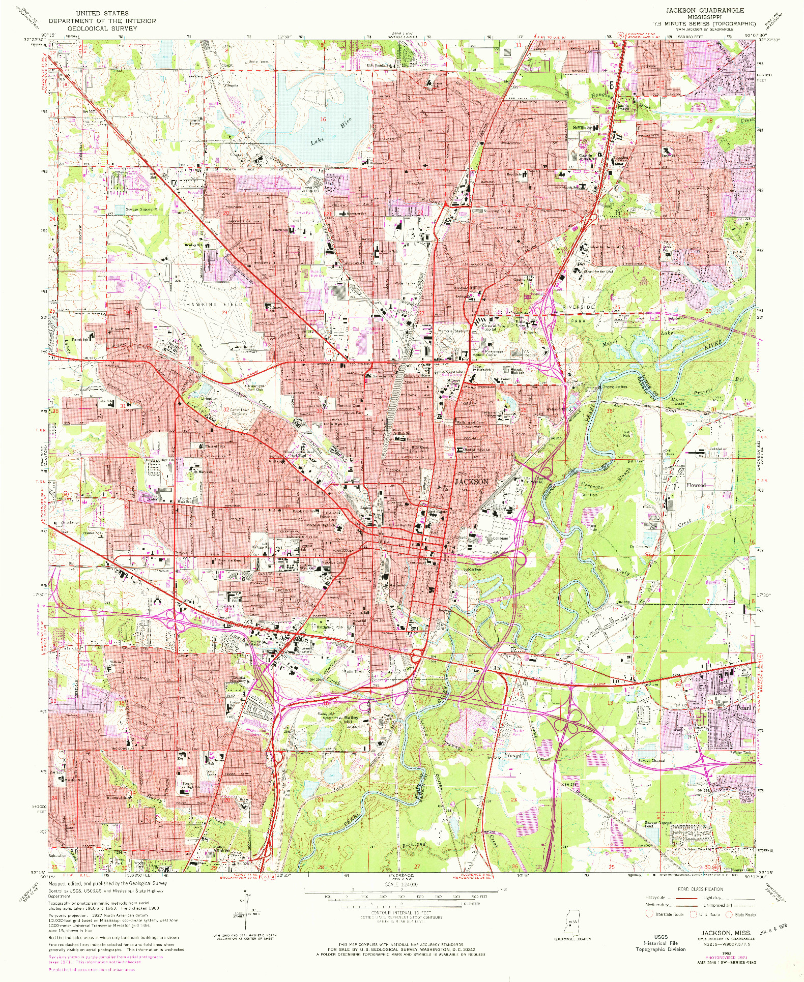 USGS 1:24000-SCALE QUADRANGLE FOR JACKSON, MS 1963