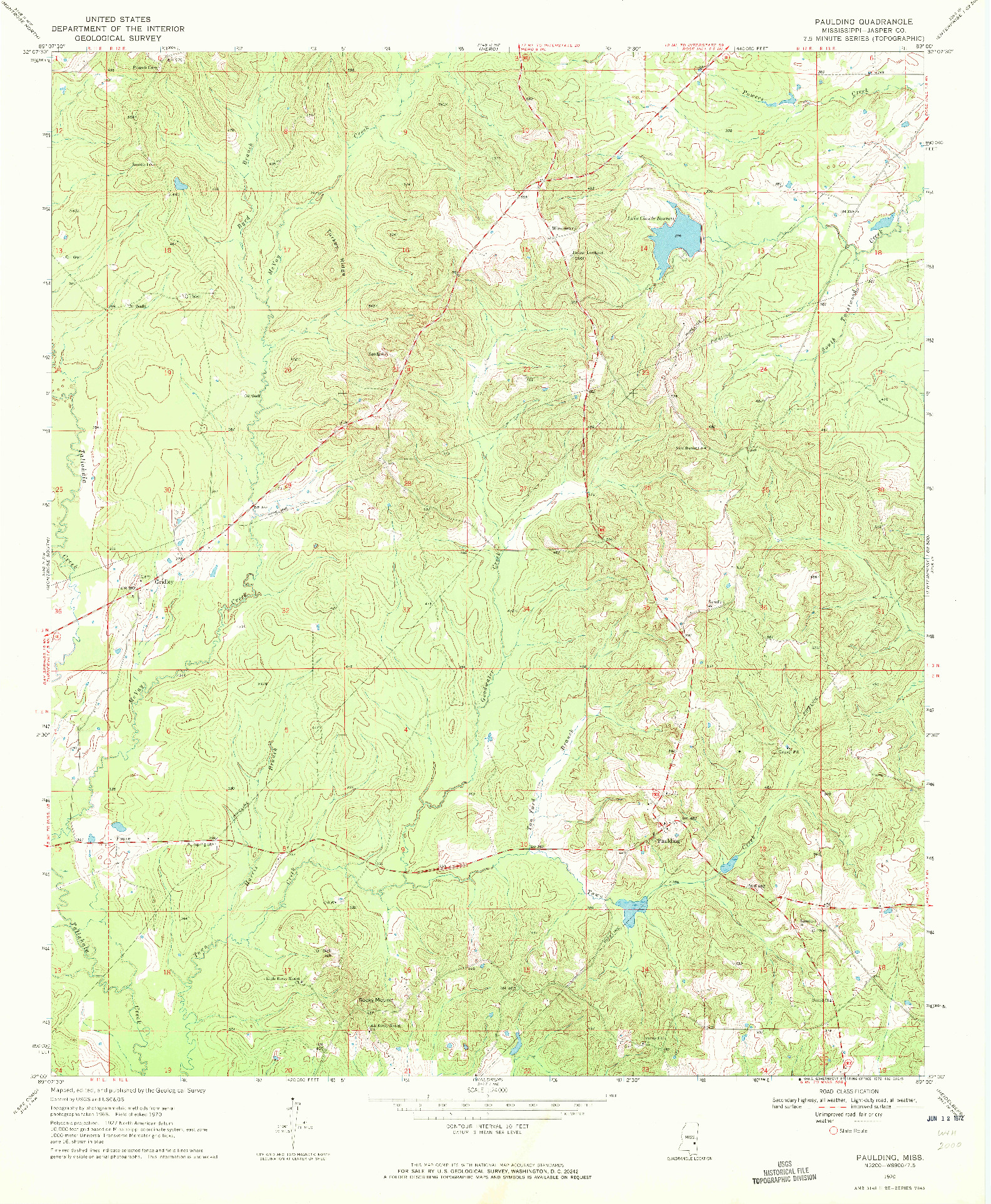 USGS 1:24000-SCALE QUADRANGLE FOR PAULDING, MS 1970