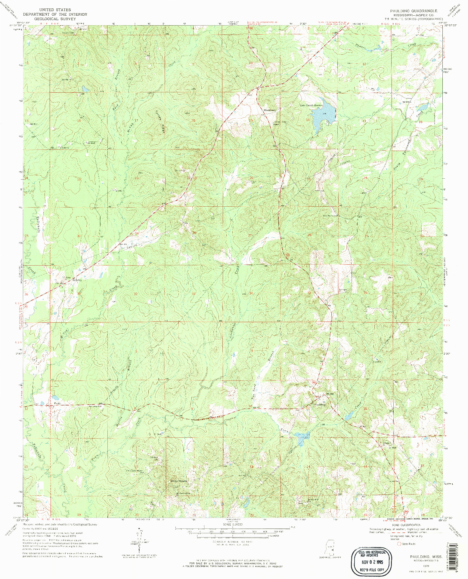 USGS 1:24000-SCALE QUADRANGLE FOR PAULDING, MS 1970