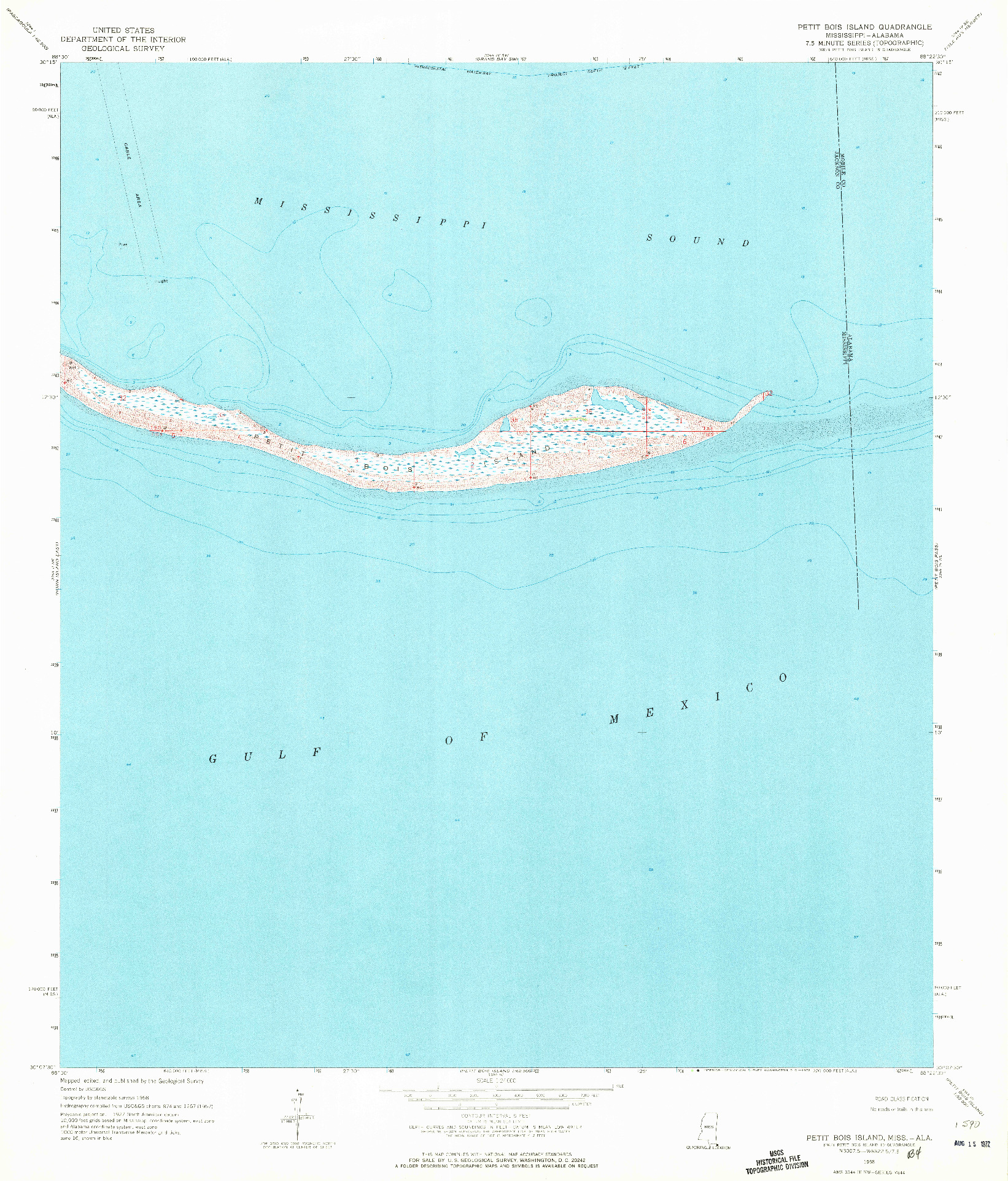 USGS 1:24000-SCALE QUADRANGLE FOR PETIT BOIS ISLAND, MS 1958