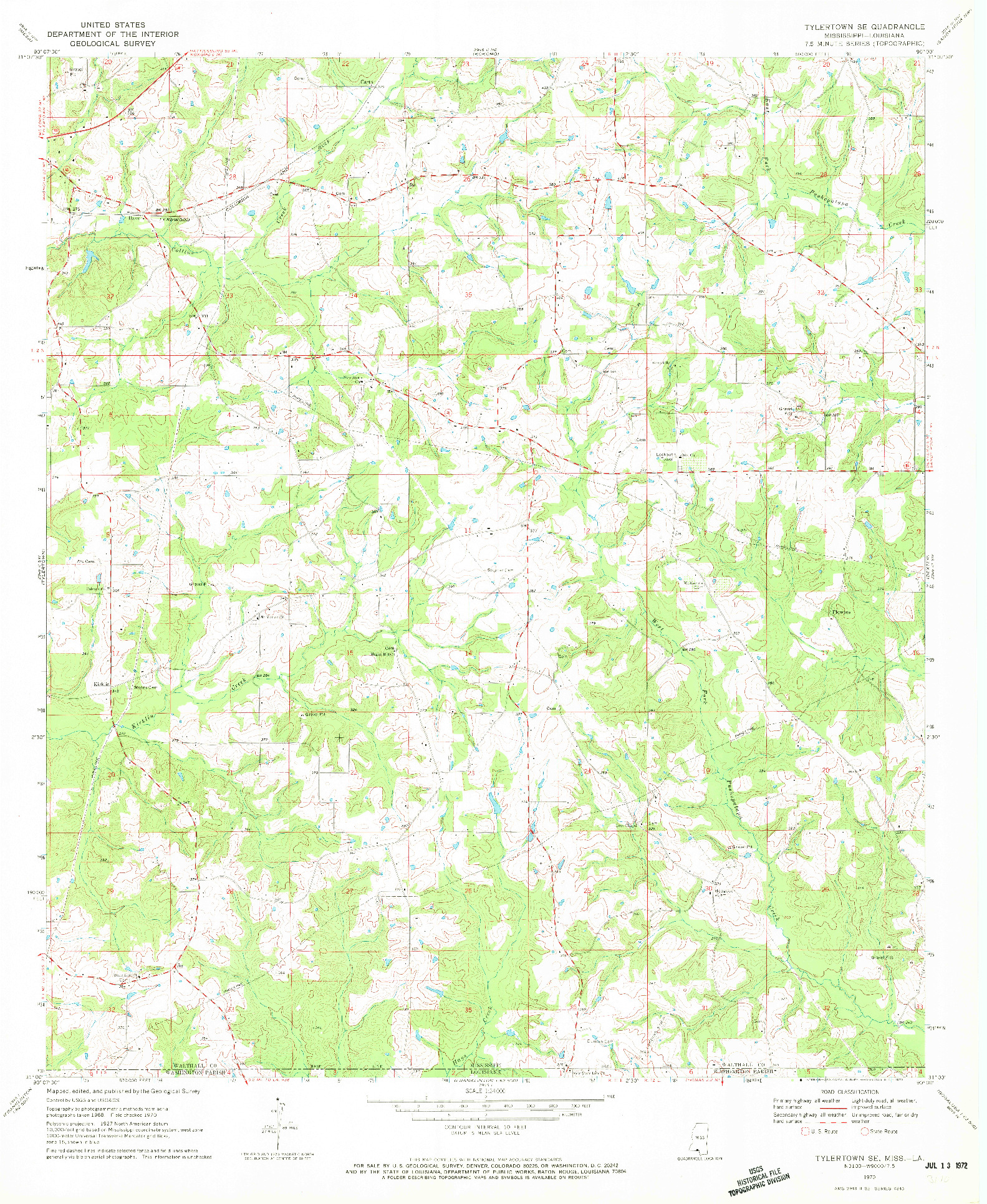 USGS 1:24000-SCALE QUADRANGLE FOR TYLERTOWN SE, MS 1970