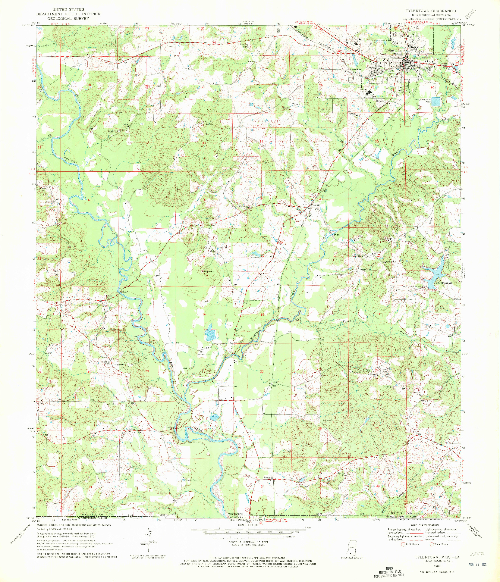 USGS 1:24000-SCALE QUADRANGLE FOR TYLERTOWN, MS 1970