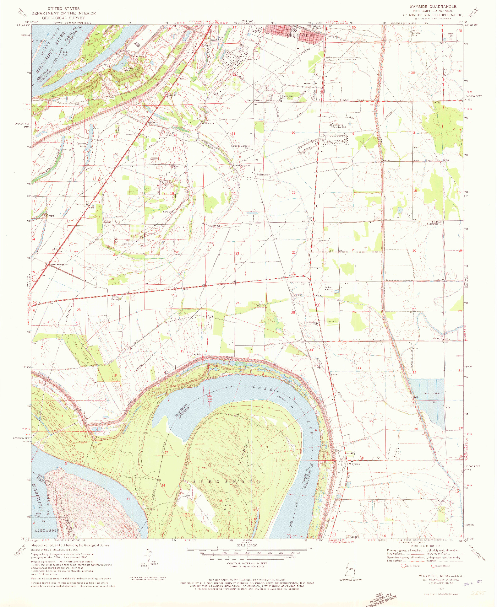 USGS 1:24000-SCALE QUADRANGLE FOR WAYSIDE, MS 1970