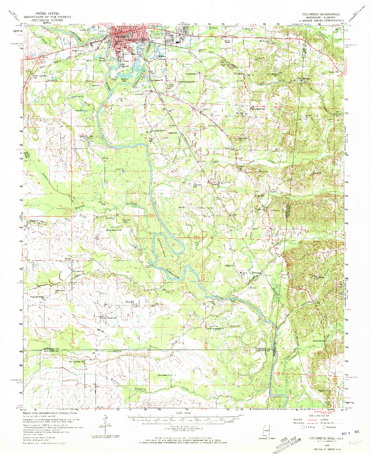 USGS 1:62500-SCALE QUADRANGLE FOR COLUMBUS, MS 1960