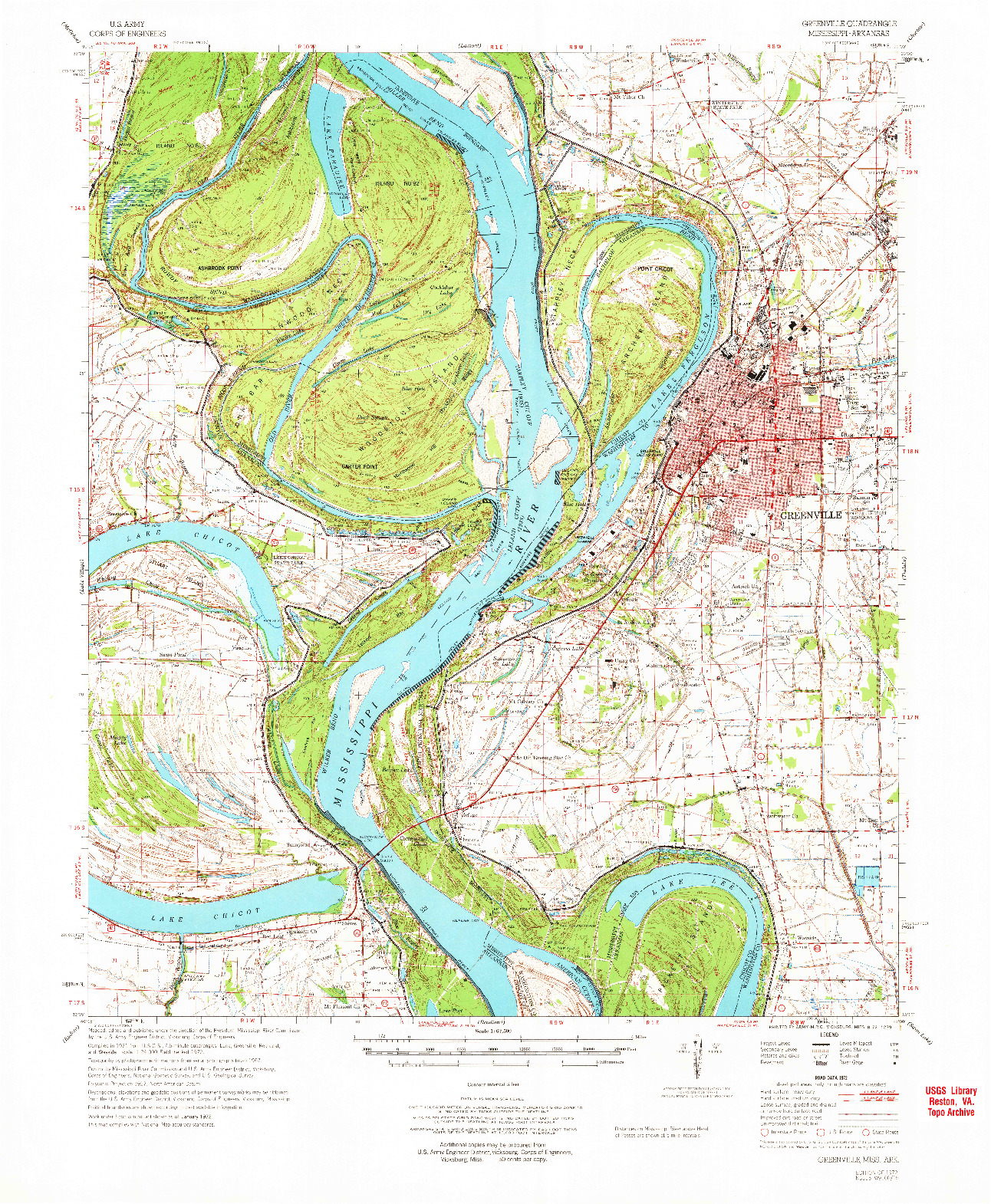 USGS 1:62500-SCALE QUADRANGLE FOR GREENVILLE, MS 1972