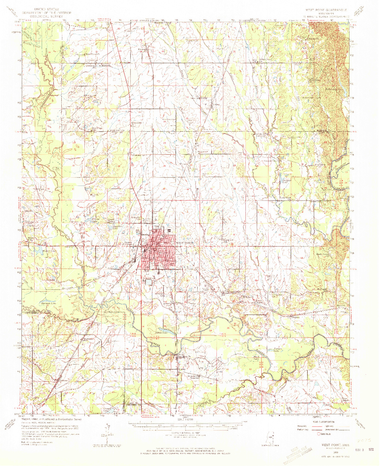 USGS 1:62500-SCALE QUADRANGLE FOR WEST POINT, MS 1959