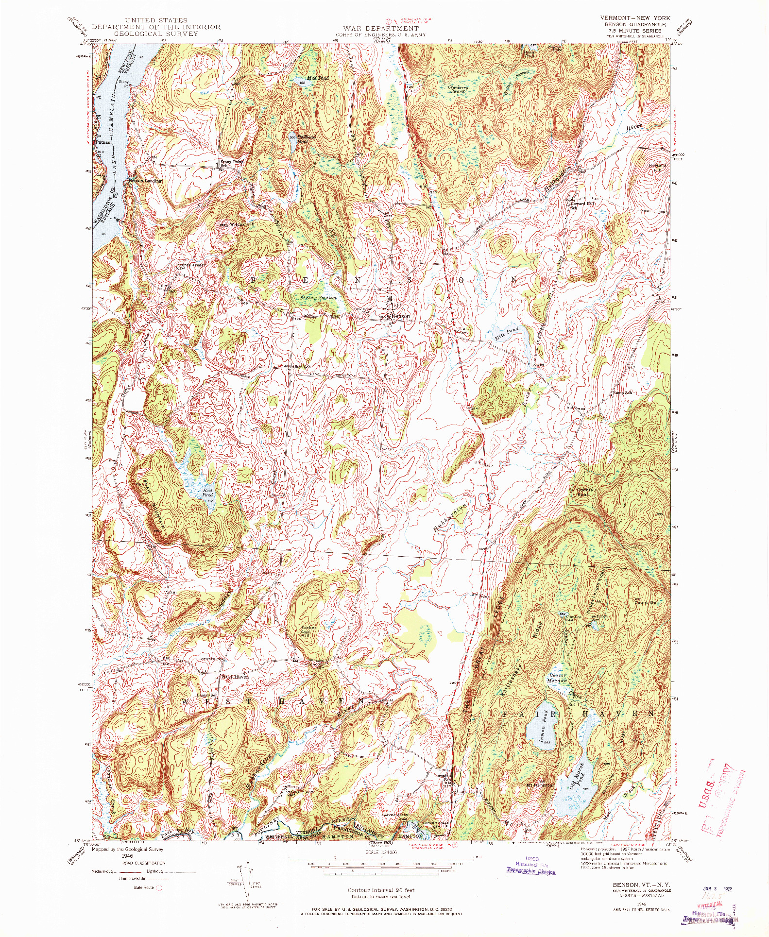 USGS 1:24000-SCALE QUADRANGLE FOR BENSON, VT 1946